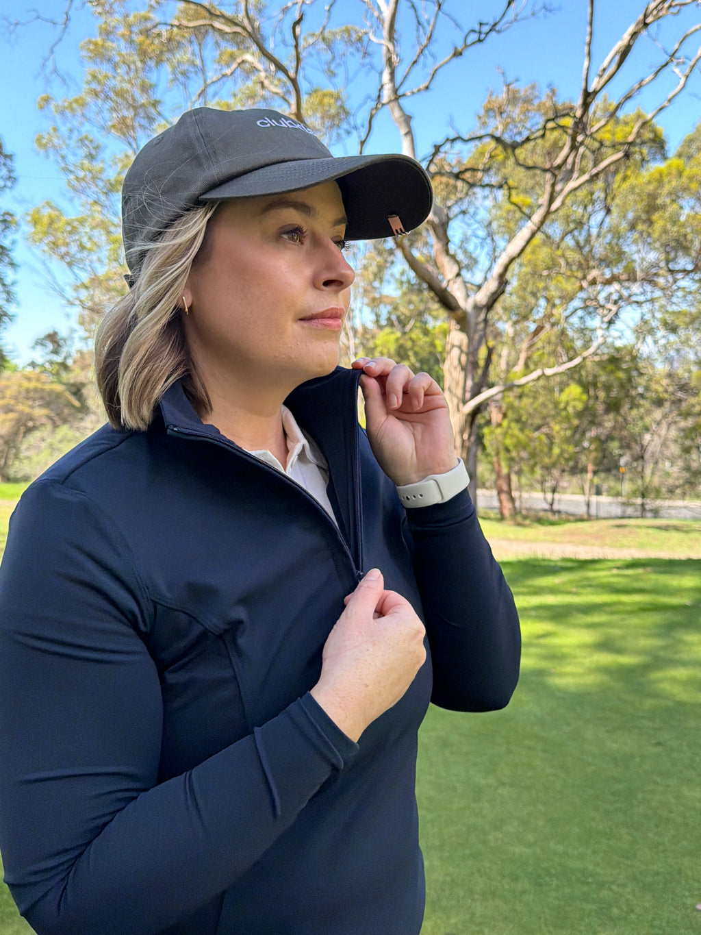 NAVY 1/4 ZIP LONG SLEEVE TOP