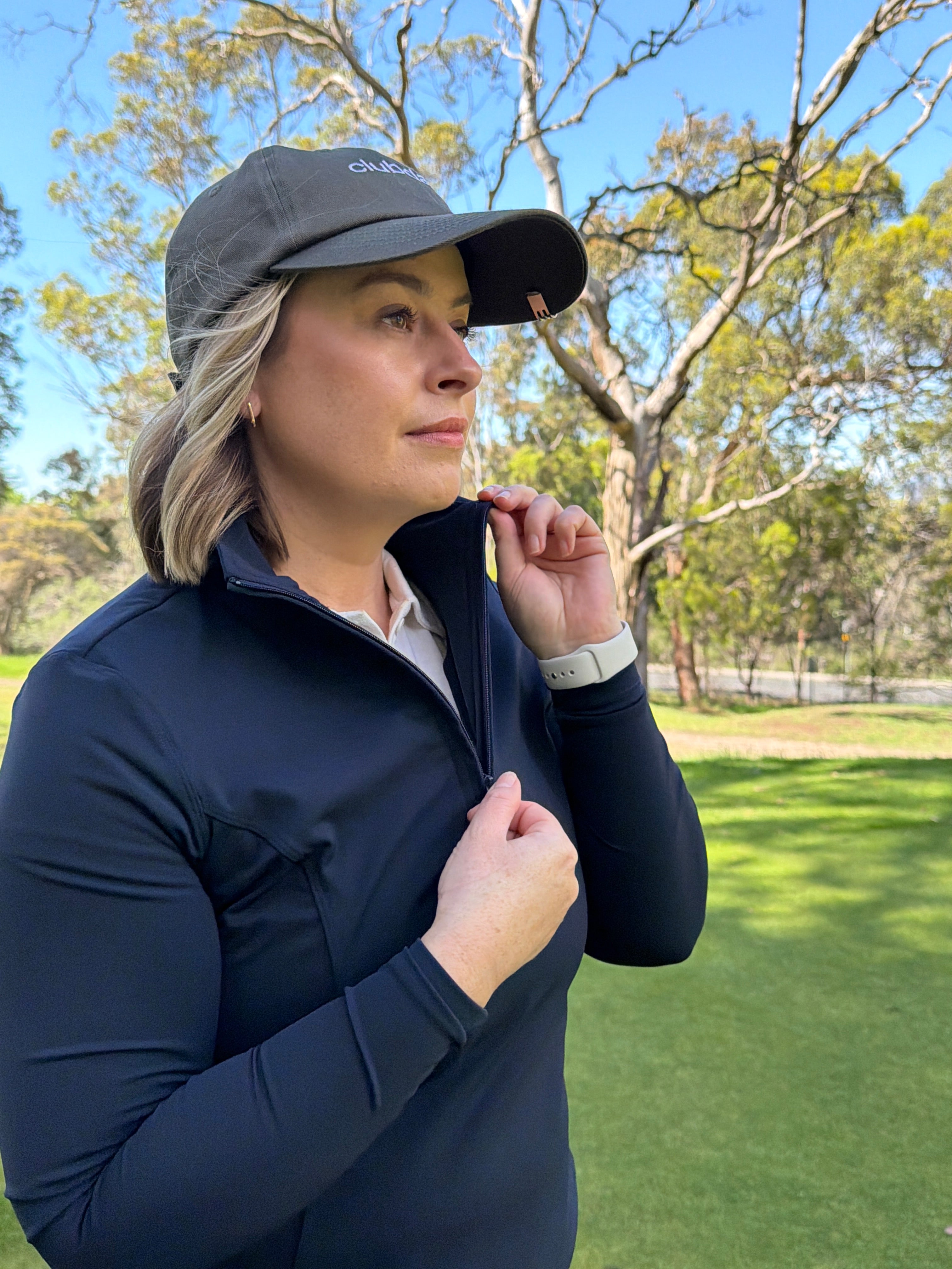 NAVY 1/4 ZIP LONG SLEEVE TOP