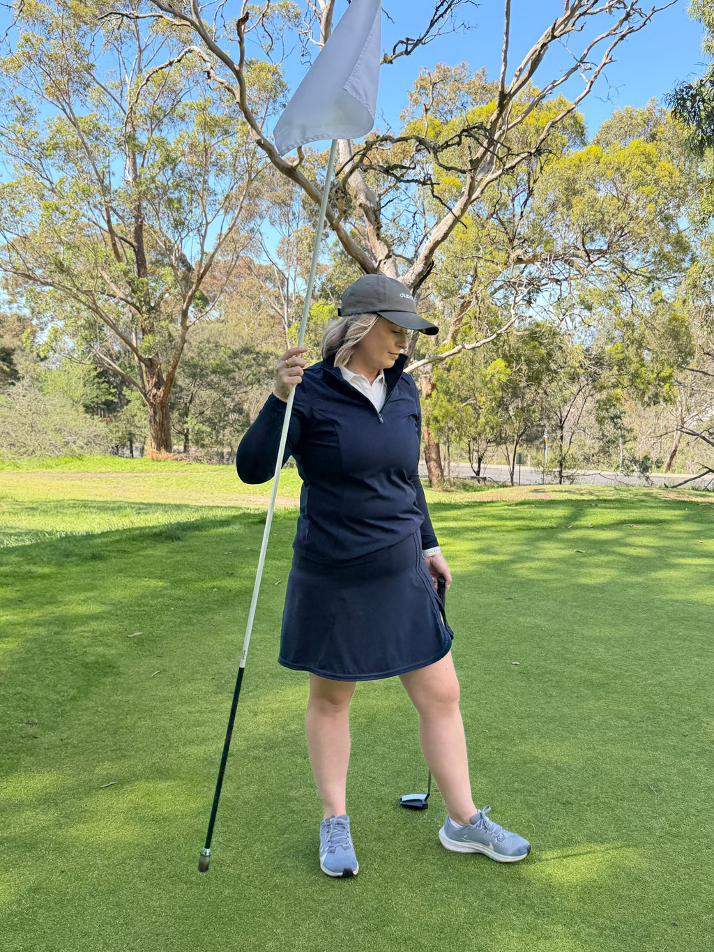 NAVY 1/4 ZIP LONG SLEEVE TOP