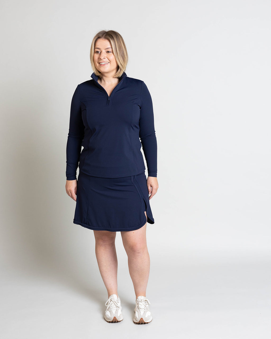NAVY 1/4 ZIP LONG SLEEVE TOP
