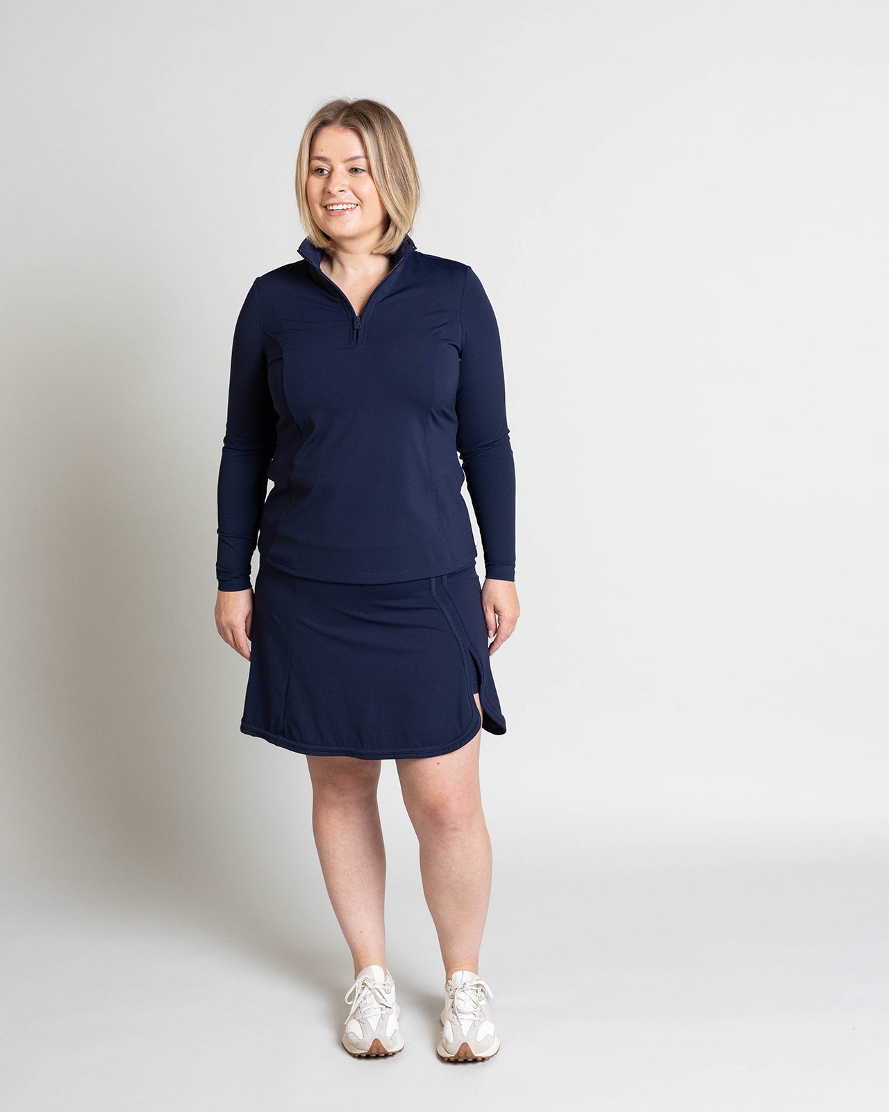 NAVY 1/4 ZIP LONG SLEEVE TOP