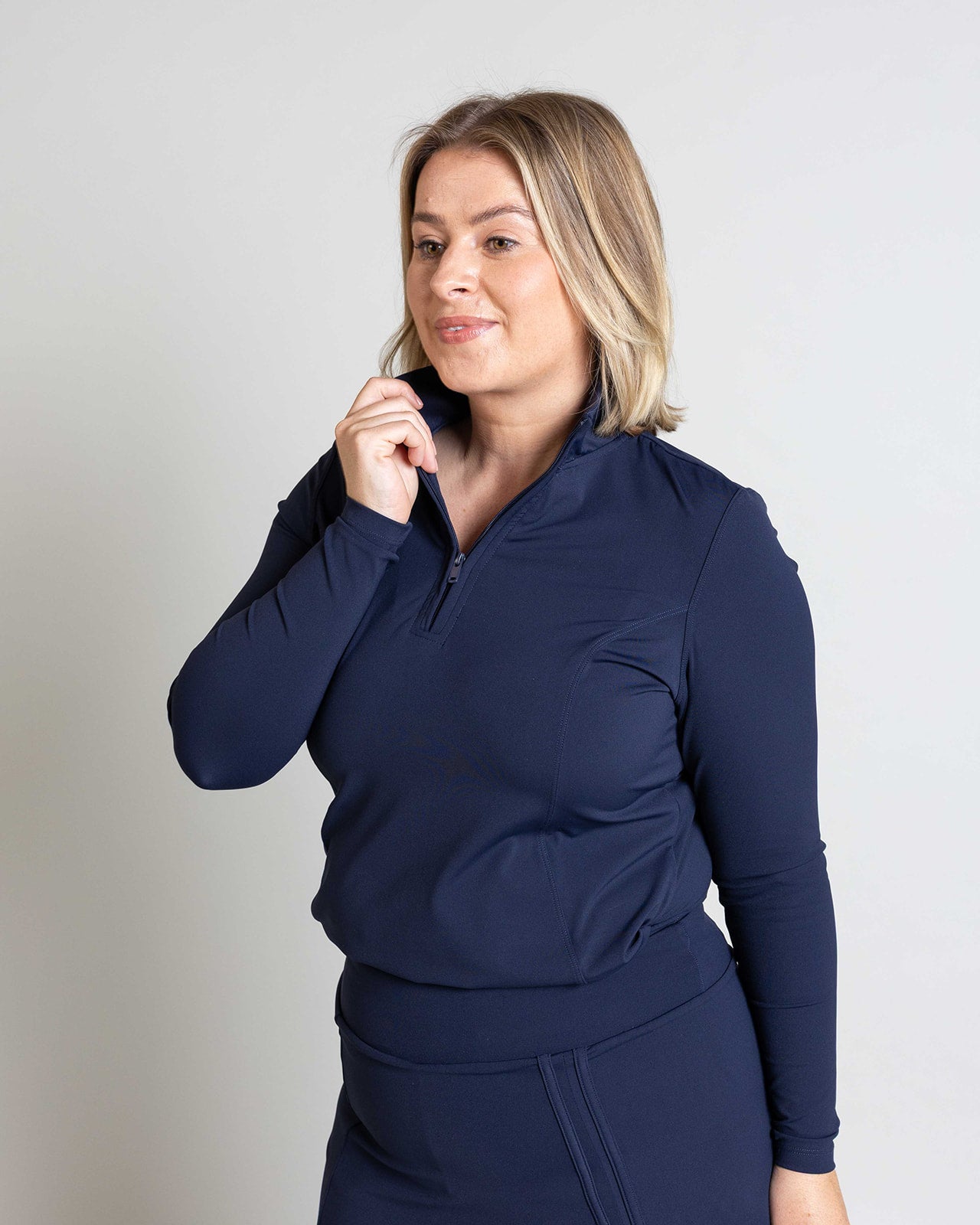 NAVY 1/4 ZIP LONG SLEEVE TOP