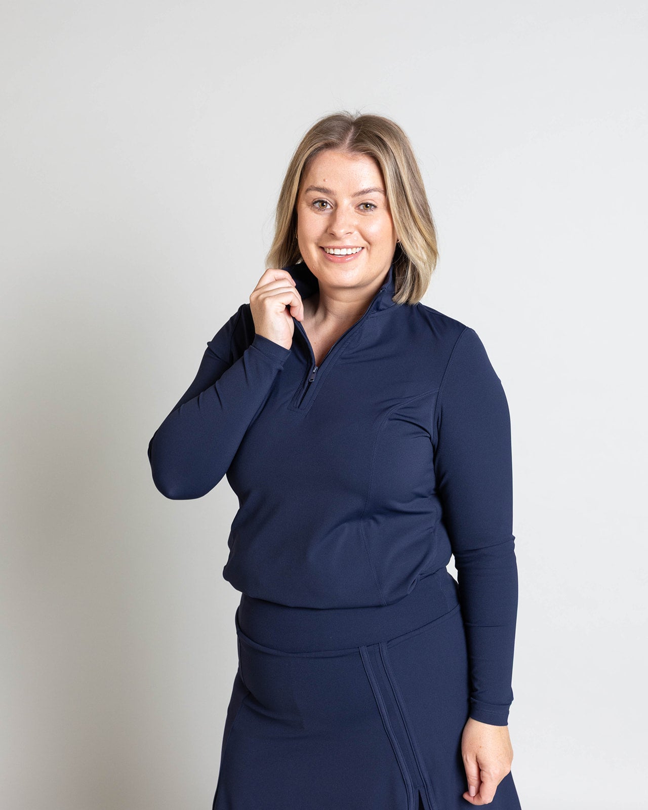 NAVY 1/4 ZIP LONG SLEEVE TOP