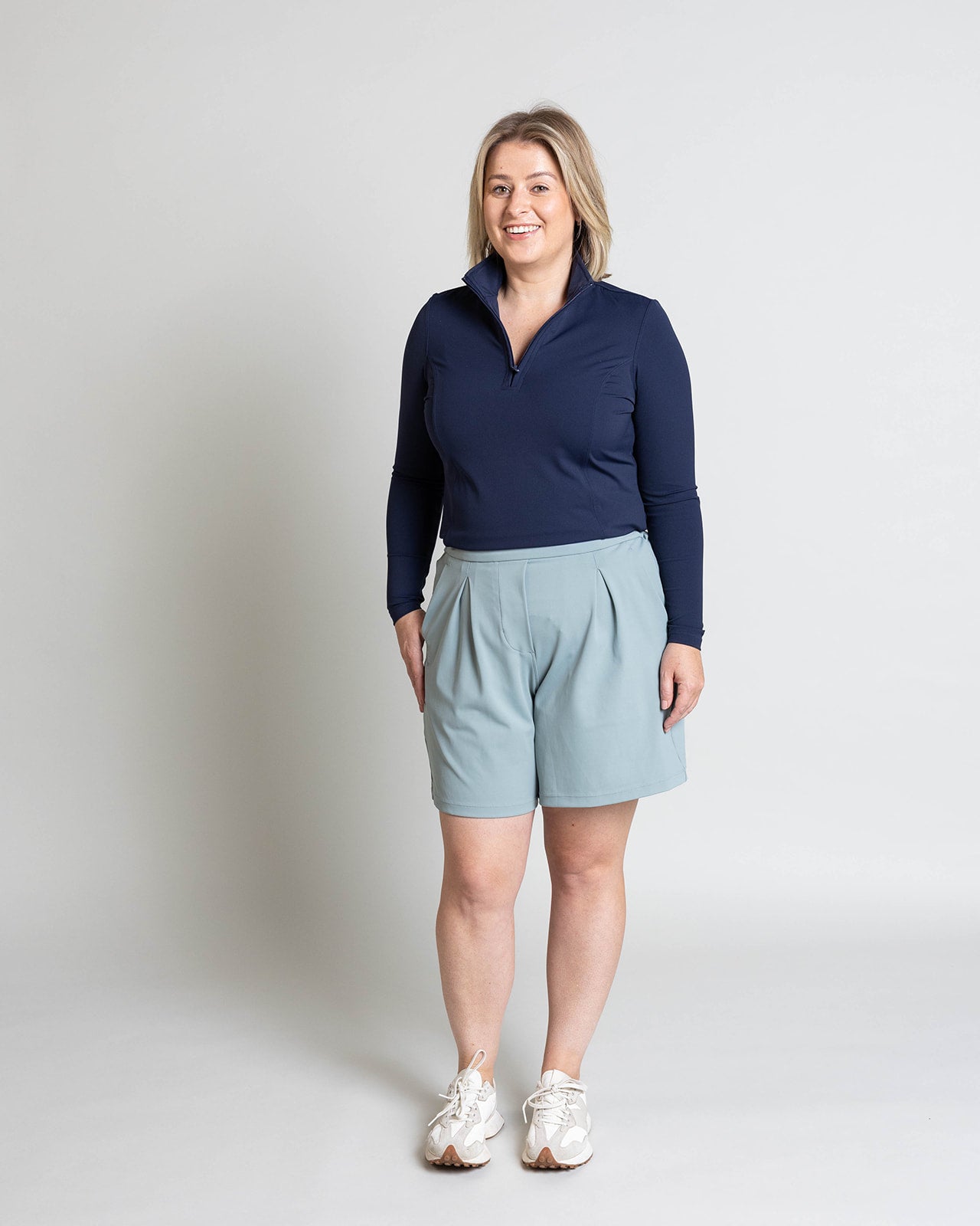 NAVY 1/4 ZIP LONG SLEEVE TOP